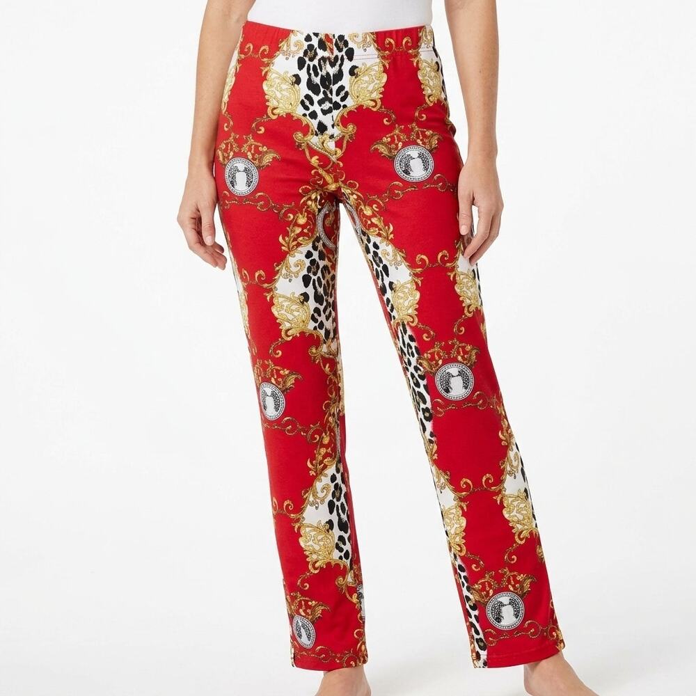 HOT Swag Red Graphic Print Pants Straight Women Size 7